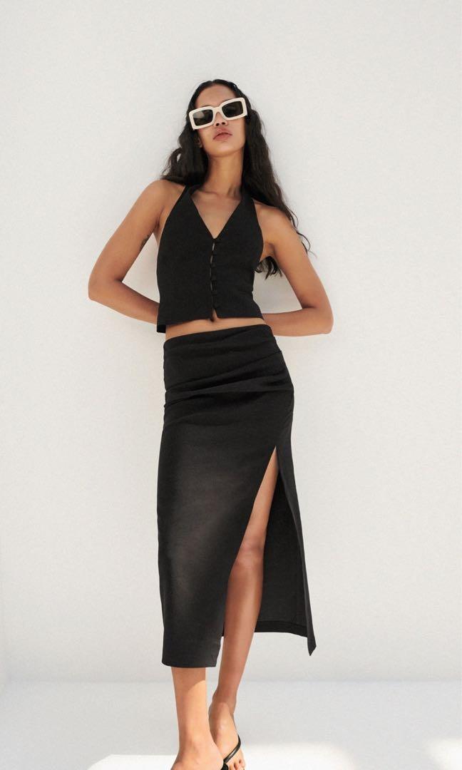 Zara linen blend halter vest clearance