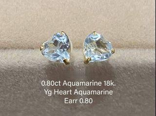 0.80 Carat Aquamarine in 18K YG Heart Earring