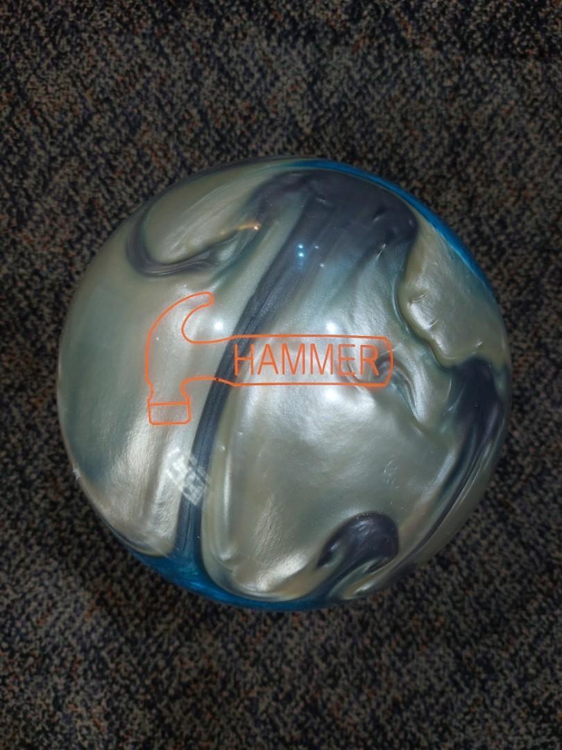 15lbs Raw Hammer Pearl Bowling Ball Blue/Silver/White, Sports Equipment,  Sports  Games, Billiards  Bowling on Carousell