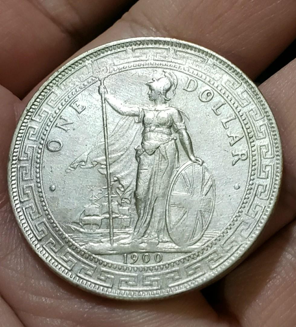 1900 英國貿易銀幣港光站洋壹圓銀幣, 玩具收藏品, 紀念品及古董, 貨幣