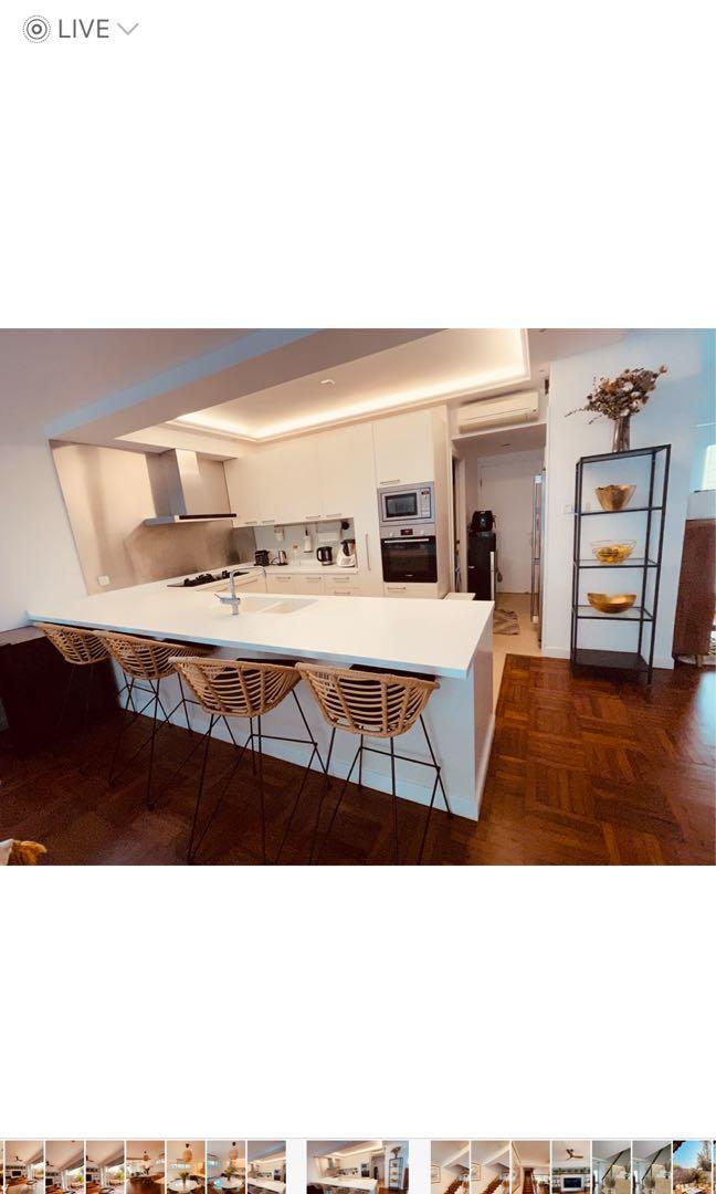 4 beautiful rattan bar chairs, Furniture & Home Living, Furniture