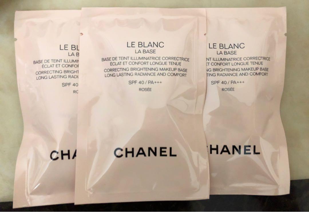 存貨7包) Chanel LE BLANC LA BASE 珍珠光采防曬妝前乳SPF 40 / PA +++ 2.5ml, 美容＆個人護理,  健康及美容- 皮膚護理, 化妝品- Carousell