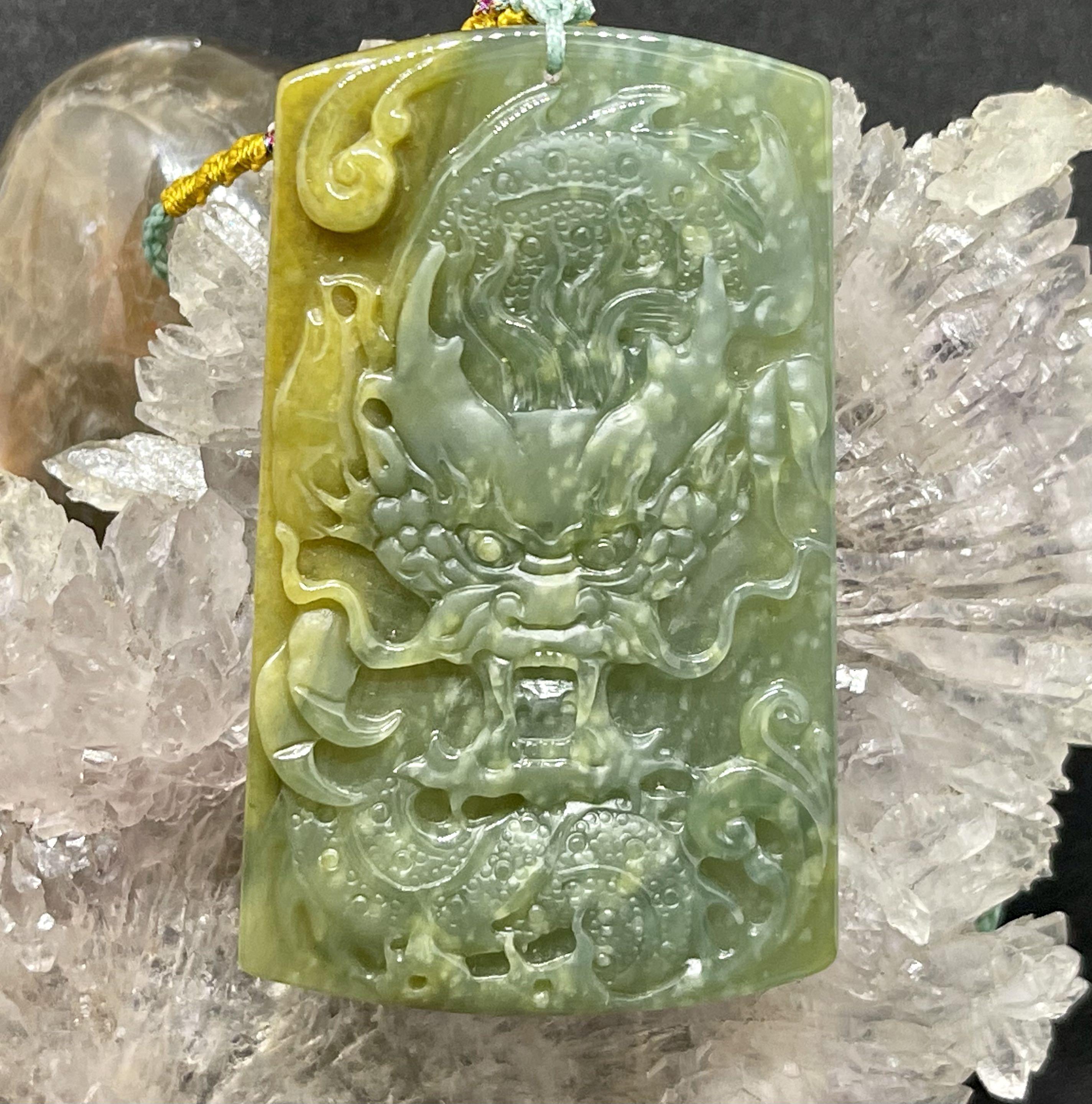 yellow jade dragon pendant