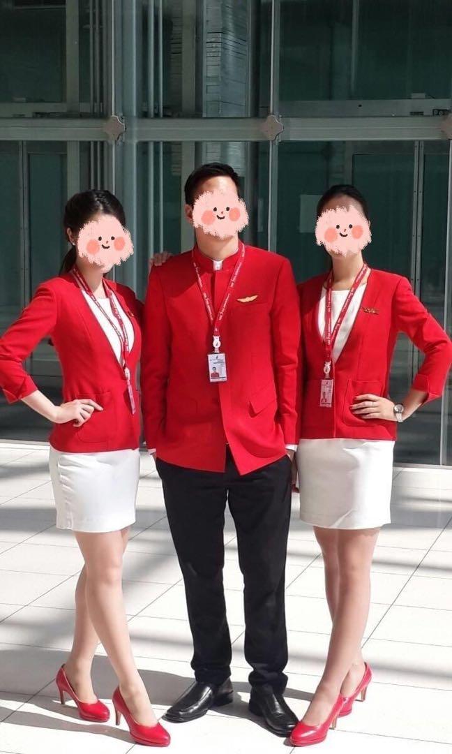 絕版泰國🇹🇭小眾空服職業裝紅白拼接連衣裙外套制服套裝, 女裝, 連身裙
