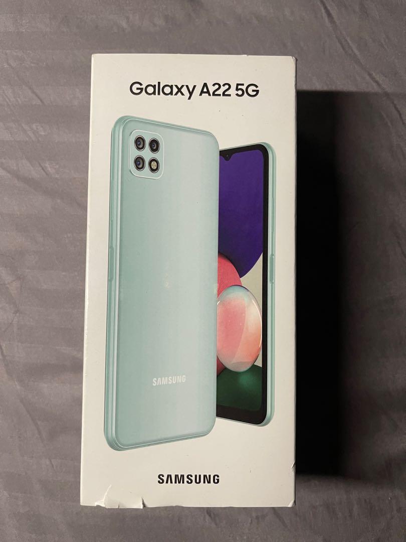 A22 5G (Category: Samsung) located in Makati City. Submitted by merylvillarama (Listing ID 1178406189, Image 1). Description: Bought in SM 13,990 128gb 6gb ram Open line Dual sim Used for 5 months Just extra phone so not heavily used Complete with unused earphones .