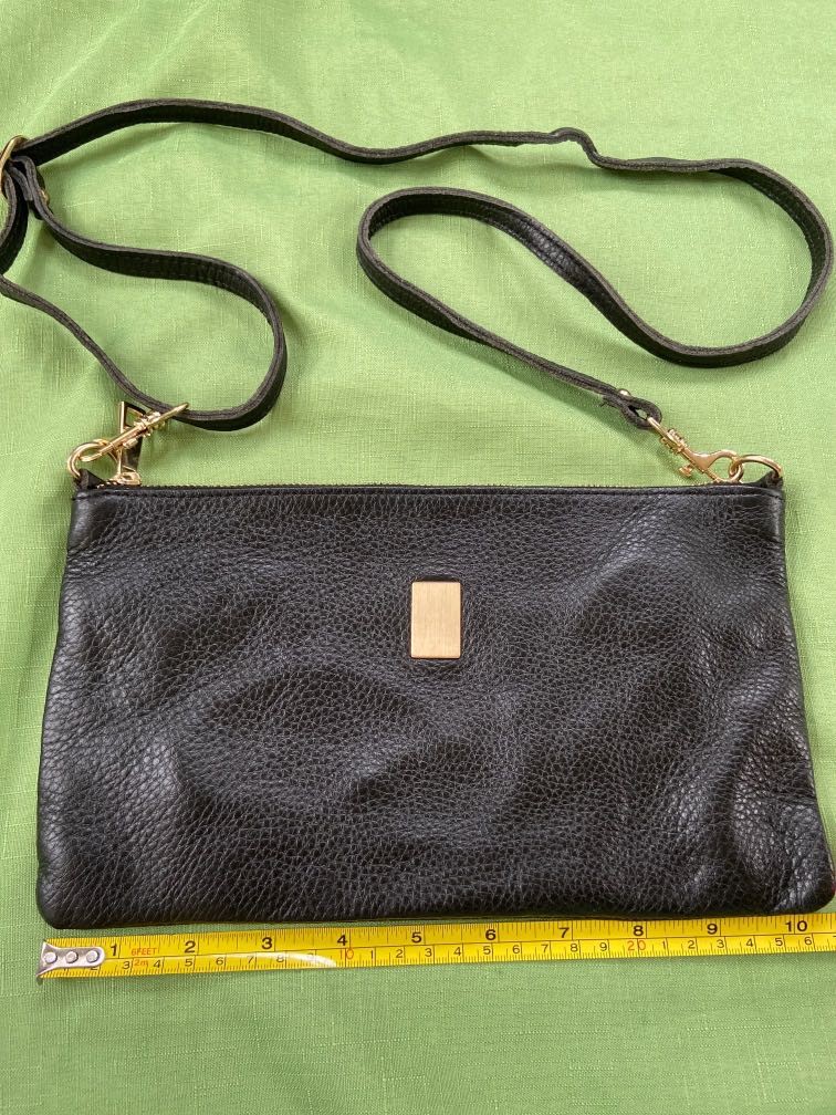 Black Leather Small Sling Bag, Women's Fashion, Bags & Wallets