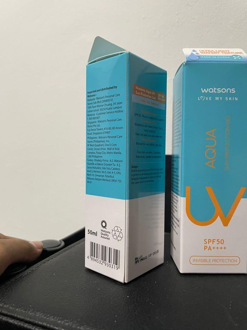 BNIB Watsons Aqua UV Sun Protection Gel SPF50 PA ++++, Beauty