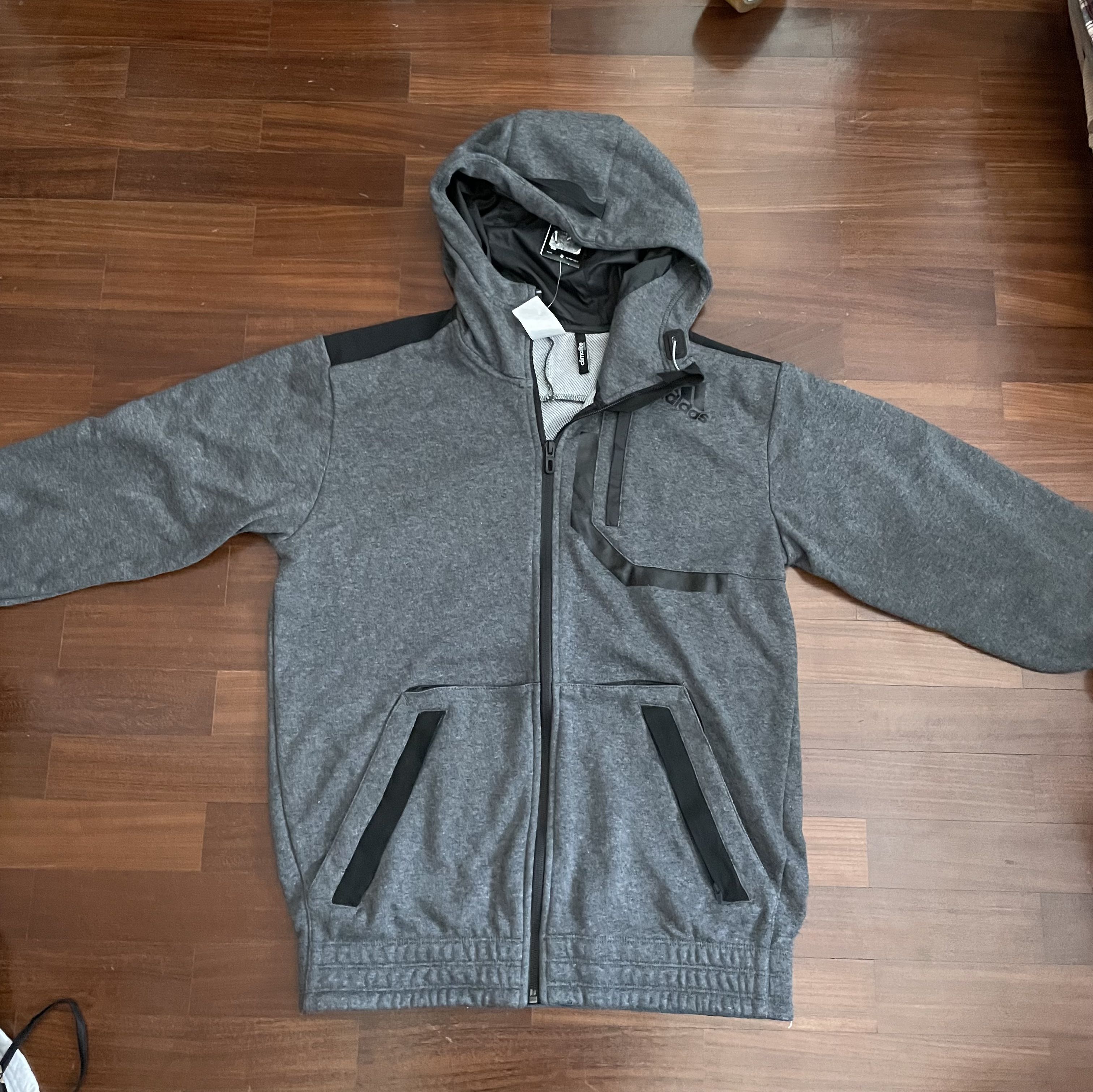 BNWT adidas grey climalite jacket hoodie outerwear