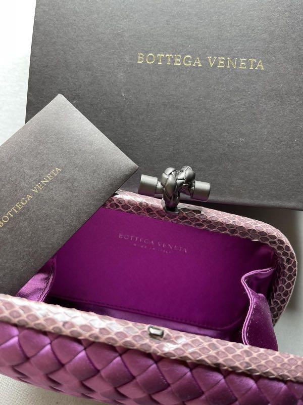 Bottega Veneta Black Intrecciato Satin Leather Knot Clutch, 2000s