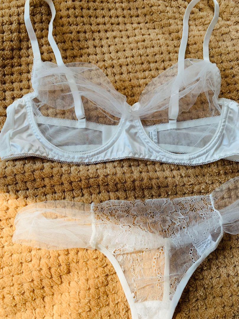 BRANDNEW Shein Simple Sexy Lingerie Bra and Panty Set in See Through White  Size Large 38BC, Women's Fashion, Undergarments & Loungewear on Carousell