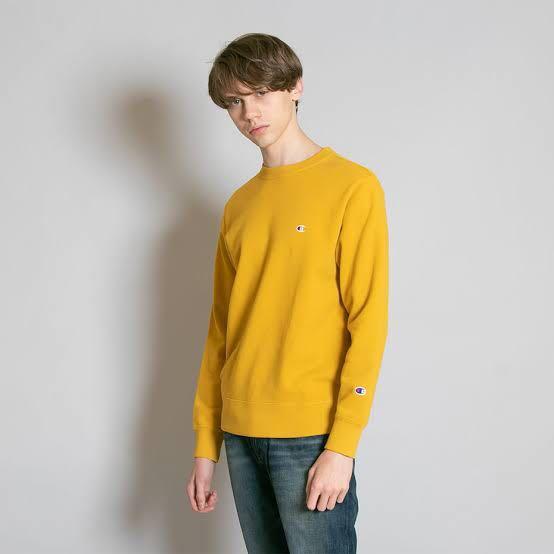 Mustard yellow cheap champion crewneck
