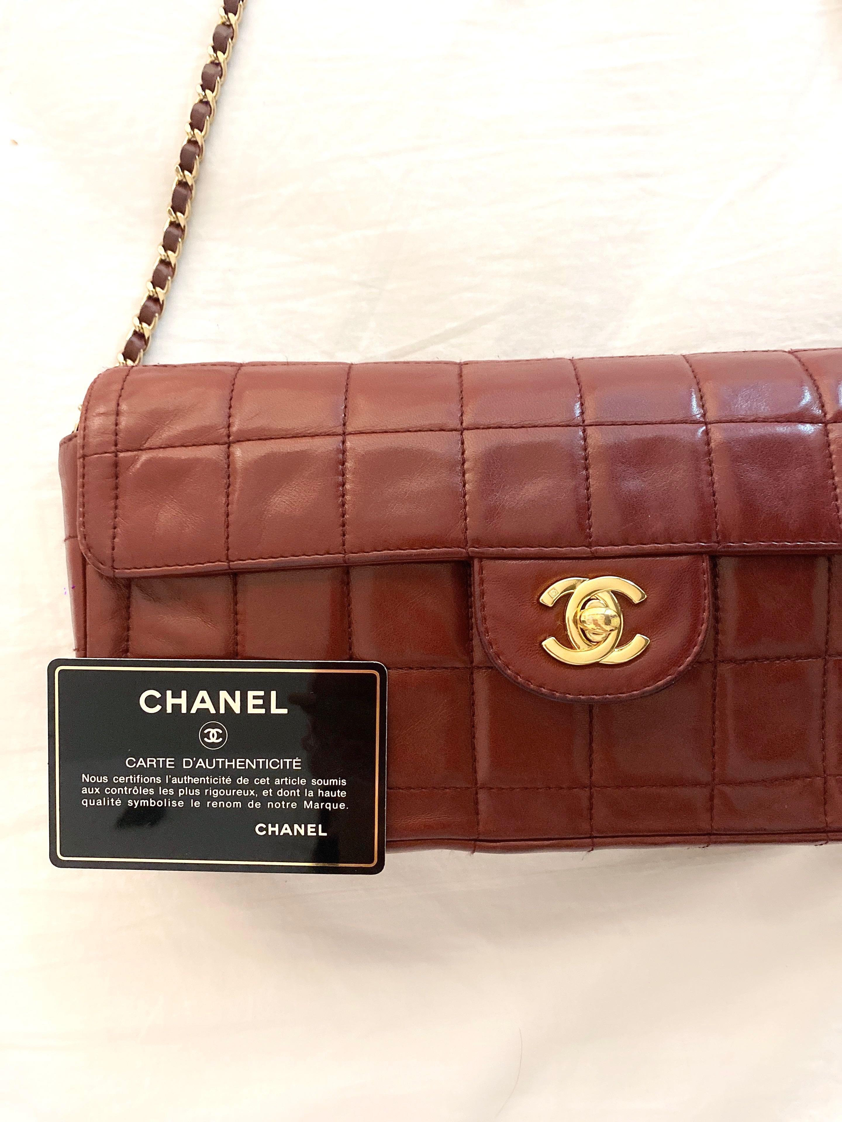 Chanel East West Chocolate Bar Quilted Lambskin Leather Shoulder Bag,  Luxury, Bags & Wallets on Carousell
