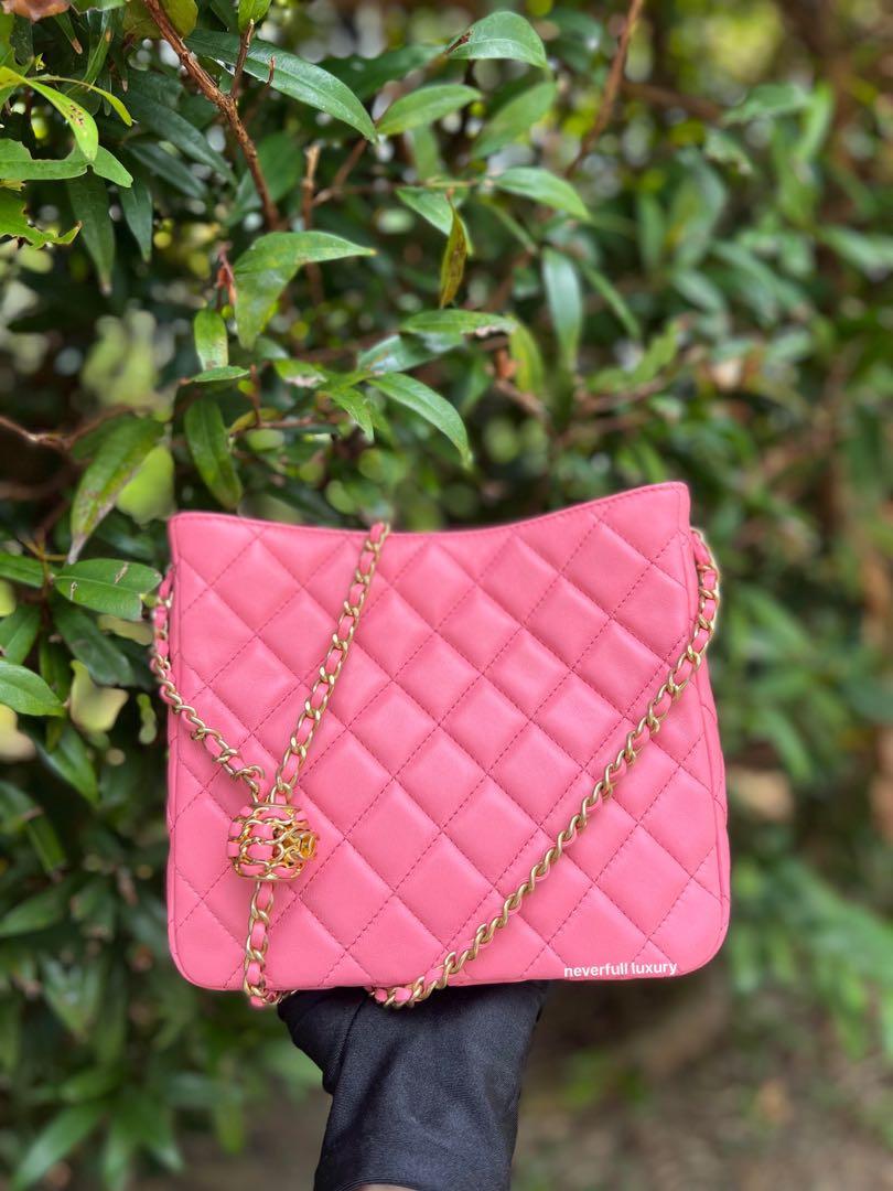 Chanel 22K Pink Lambskin Hobo Bag GHW, Luxury, Bags & Wallets on