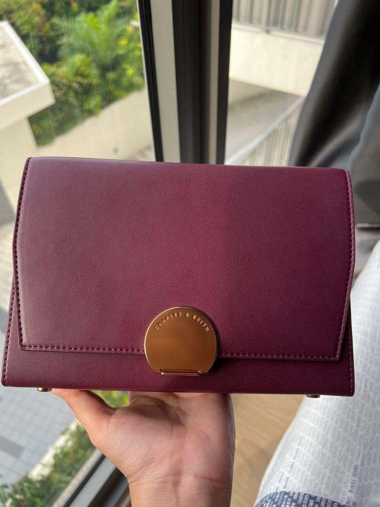 Charles Keith Prune Handbag Cross Body Bag MRTYishun MRTAdmiralty MRTSembawang MRTWoodlands MRTSengkang