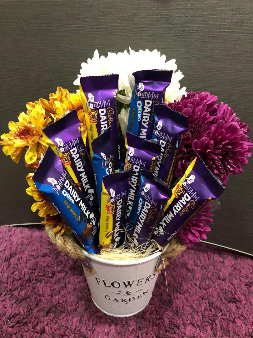 Chocolate / flower box bouquet for surprise gifts! 🥳🎁🎊, Food & Drinks,  Gift Baskets & Hampers on Carousell