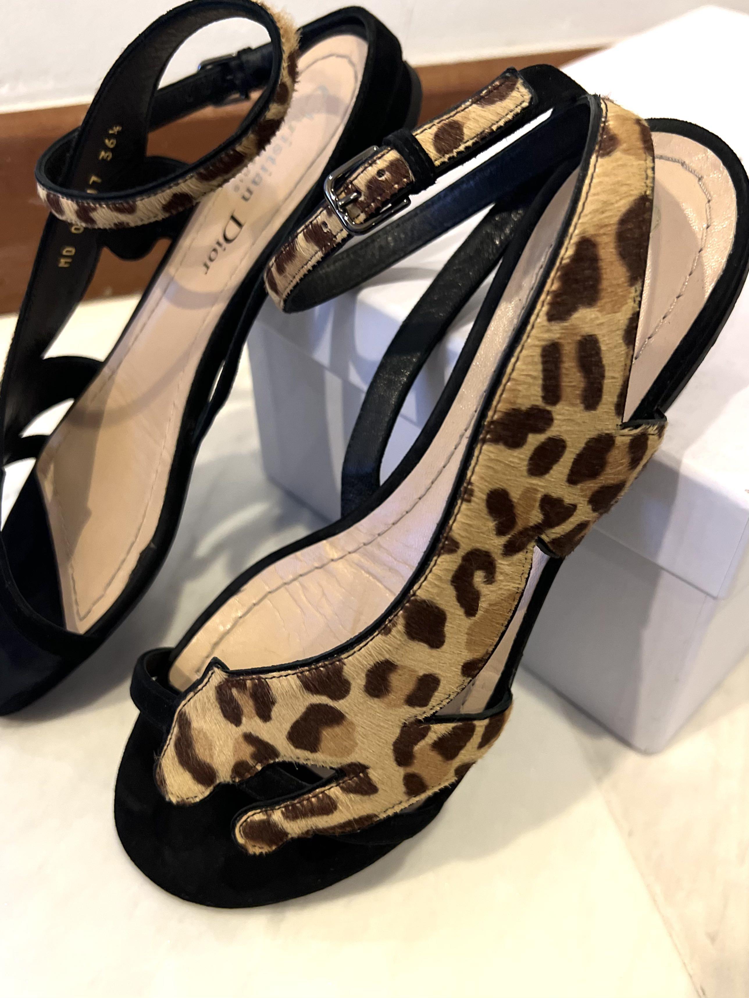 Christian Dior Leopard Print Sandals Brown, Women's Fashion, Footwear,  Flats on Carousell