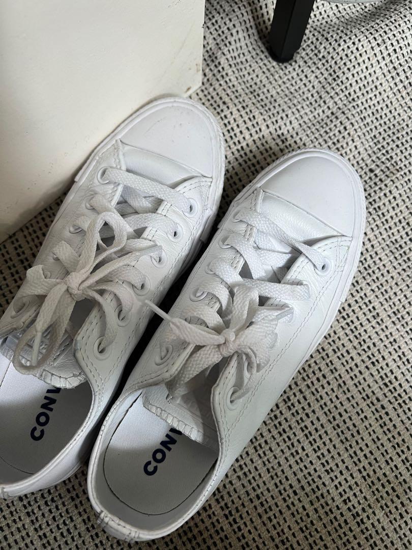 Converse all white leather top