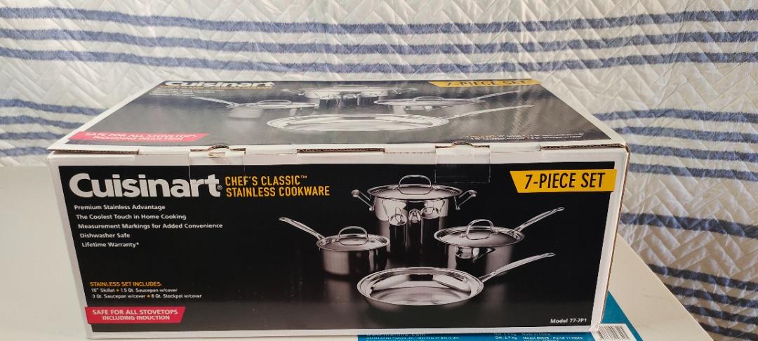 Cuisinart 7-Piece Cookware Set, Chef's Classic Stainless Steel Collection,  77-7P1