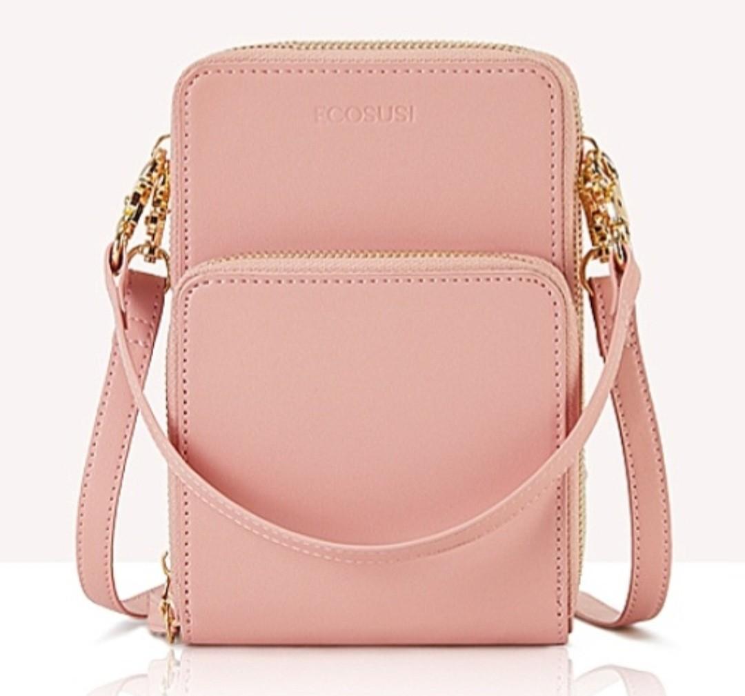 2 Straps ECOSUSI Cell Phone Purse Small Crossbody Bags for Women Vegan Leather Touchscreen Purse with Detachable Wallet 