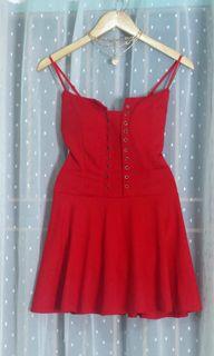Elegant Mini dress plain Red dress padded dress