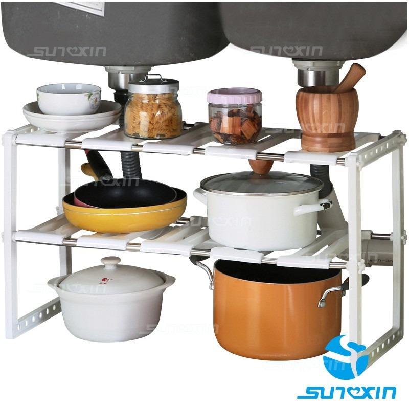 Extendable Under Sink Shelf Rack Adjustable Kitchen Storage Multilayer ...