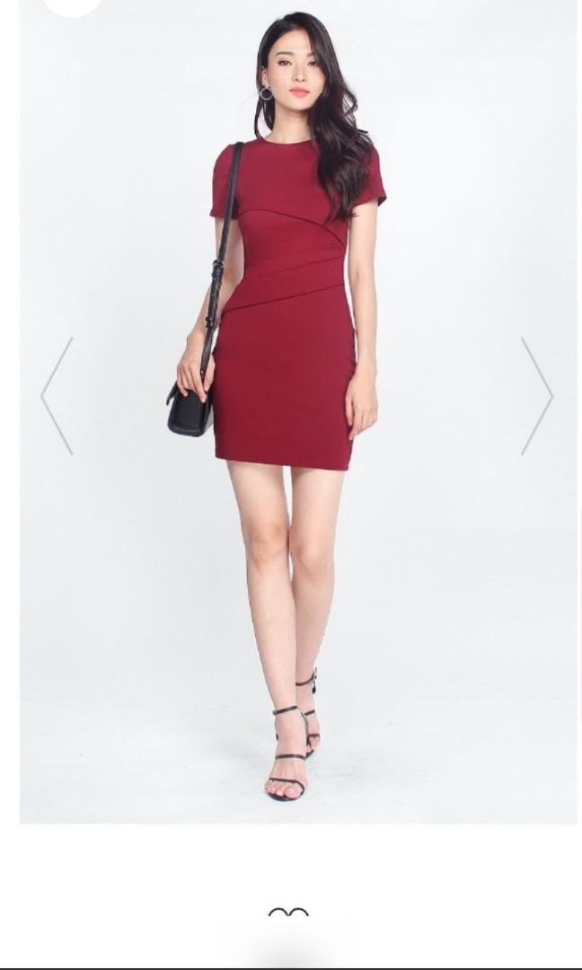 Fayth Stratford Dress, Burgundy, Women's Fashion, Dresses & Sets
