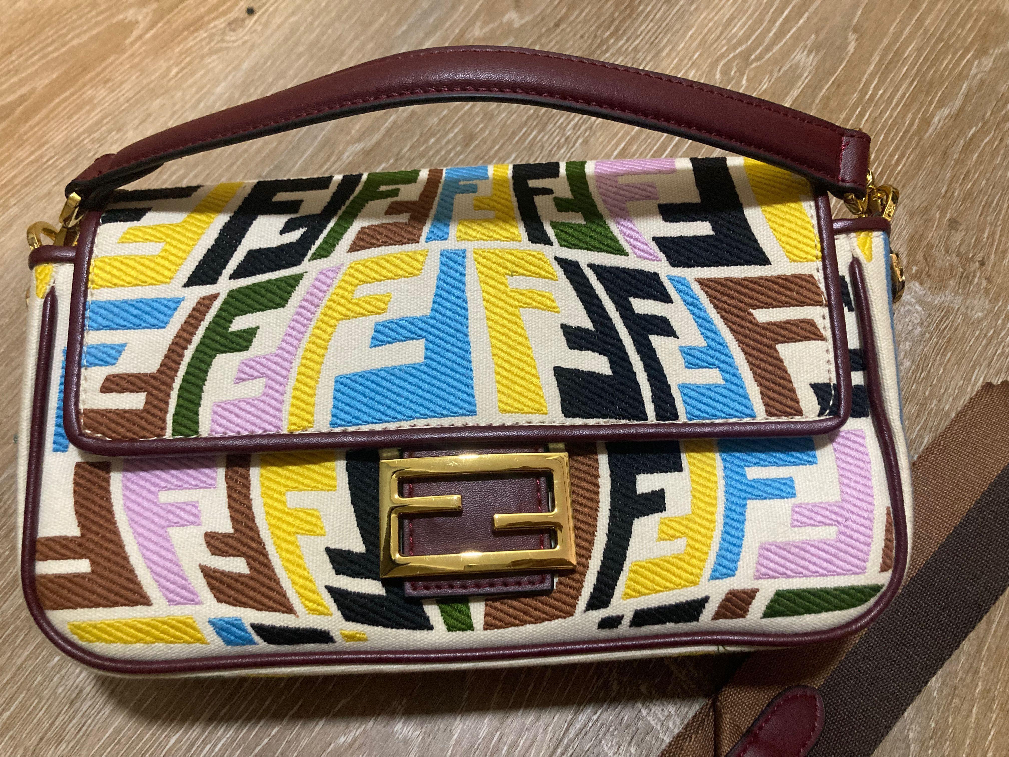 💯% Authentic Fendi Baguette Multicolor Canvas Bag, Luxury, Bags & Wallets  on Carousell