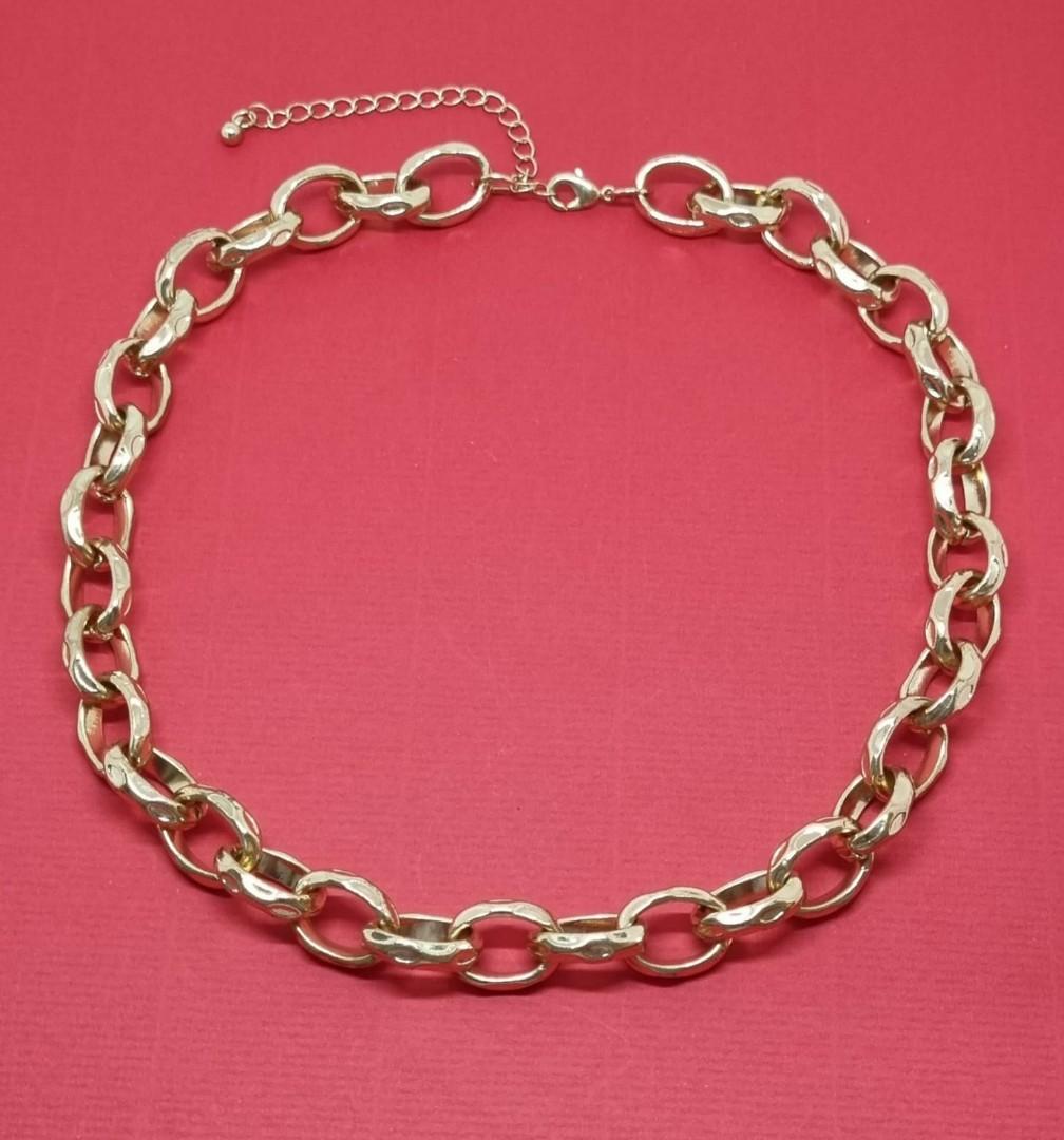 Gold Oval Loop Chain Necklace, Women's Fashion, Jewelry & Organisers