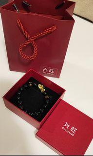 Golden PiXiu Morion Black Crystal Bracelet