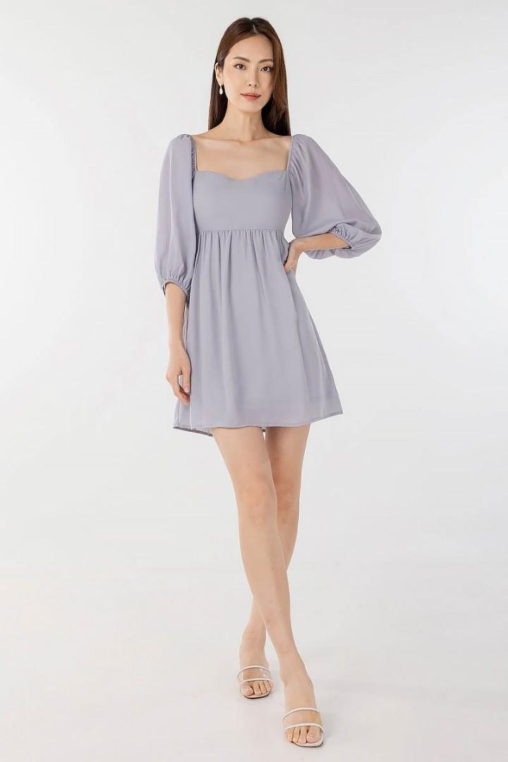 Gracie Sweetheart Chiffon Babydoll Dress in Lavender, Women's Fashion