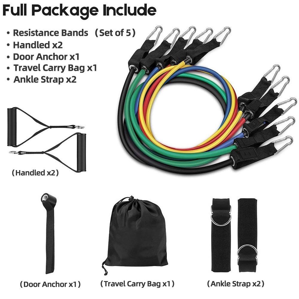Gym 11pcs Set Exercise Resistance Bands Yoga Fitness Home elastic