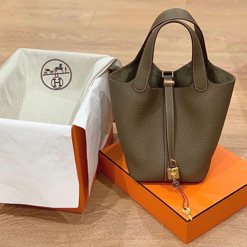 Hermes Picotin 18 Etoupe Etain GHW 大象灰鍚器灰, 女裝, 手袋及銀包, 長銀包- Carousell