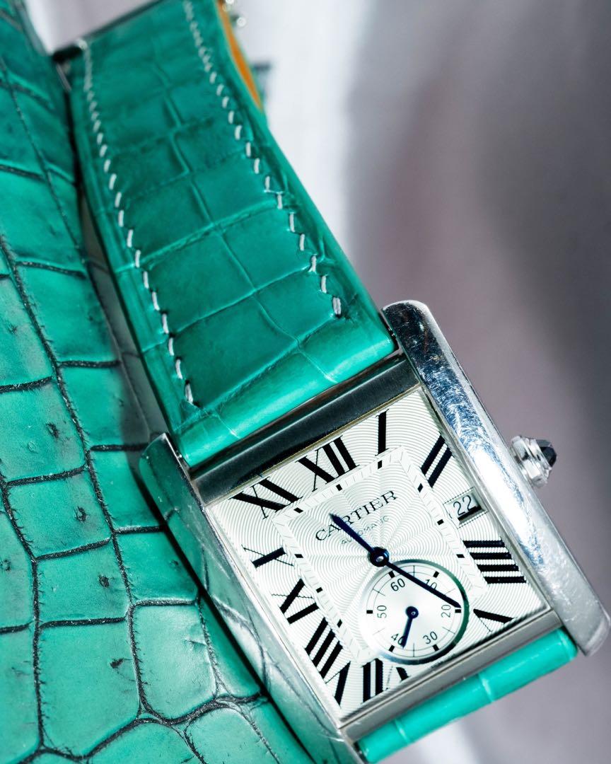 Cartier tank green strap top