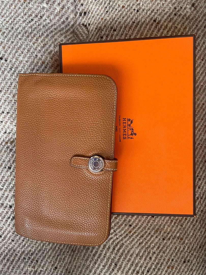 Hermes Dogon Card Holder Togo Leather Palladium Hardware In Blue