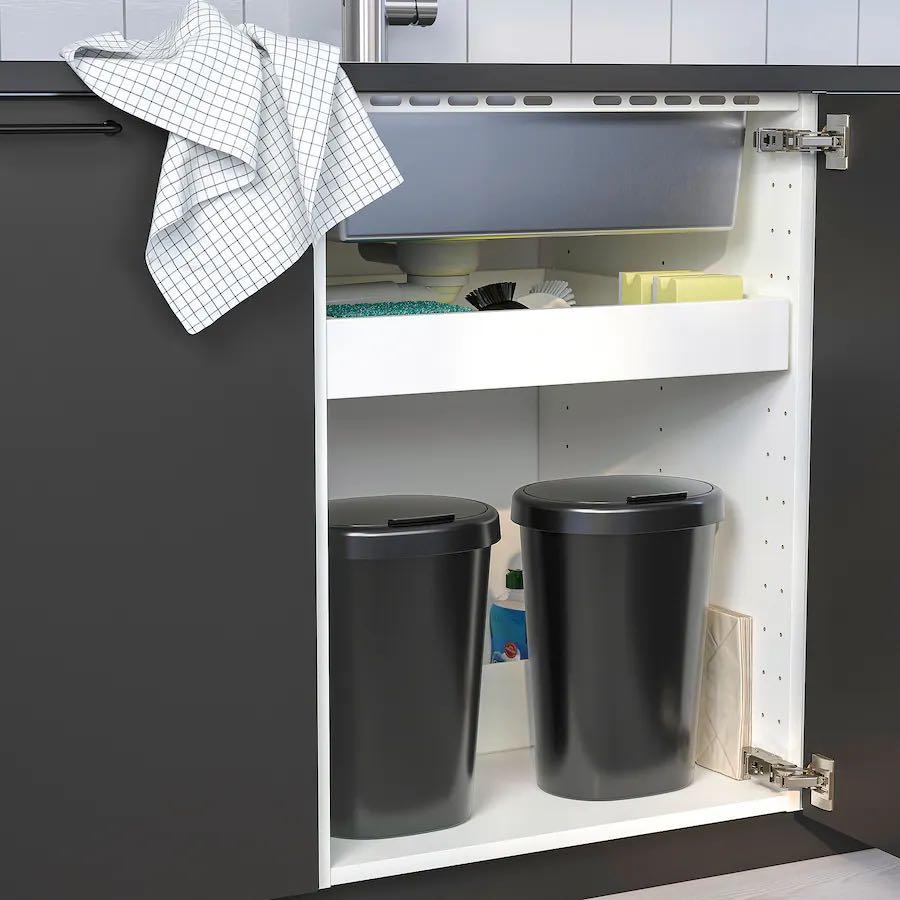 Ikea Holass Bin with Lid Trash Can Garbage Bin Tong Sampah 8L ...