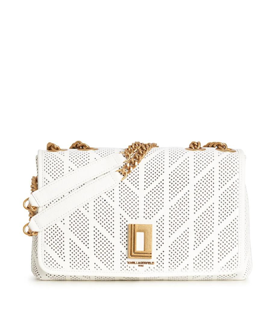 Karl Lagerfeld Paris Lafayette Medium Shoulder Bag In Winter White