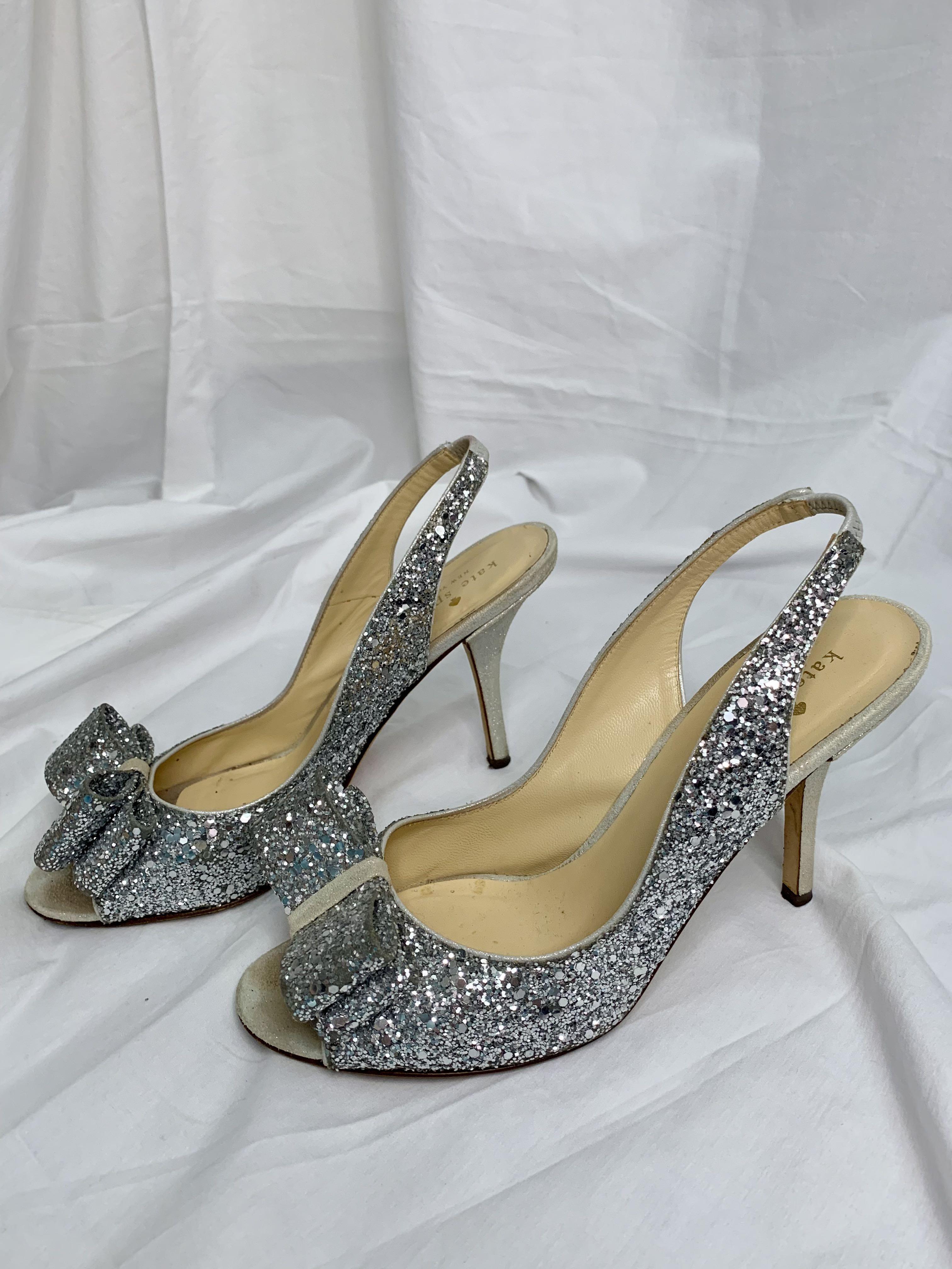 Kate spade on sale glitter bow heels