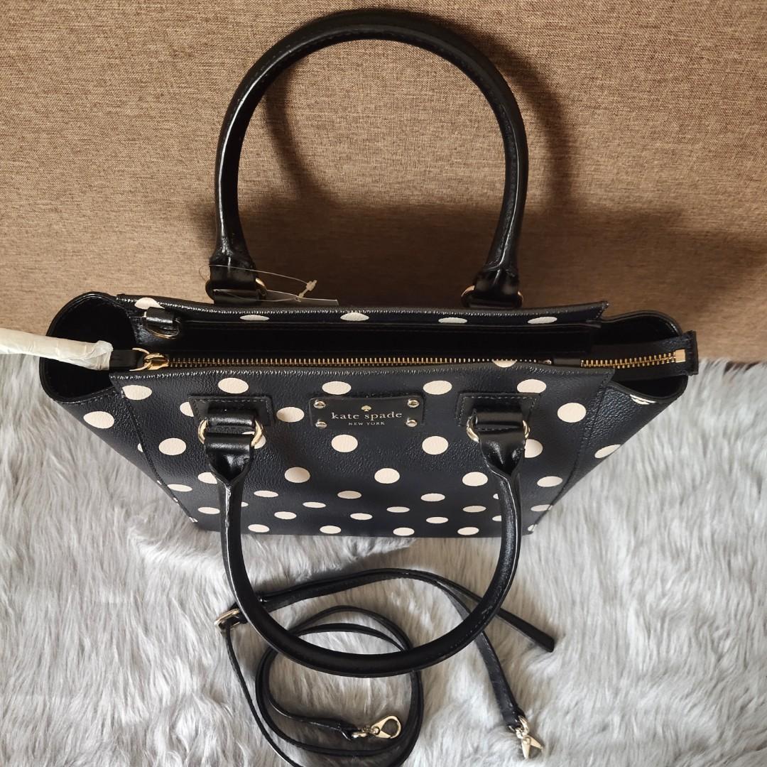 Kate Spade two-way bag in polka (Category: Luxury Bags & Wallets) located in Santa Cruz. Submitted by phkashoppe (Listing ID 1178339290, Image 3). Description: authentic Kate Spade two-way bag polka design brand new with detachable/adjustable sling gold hardware zipper on top/main compartment medium size.