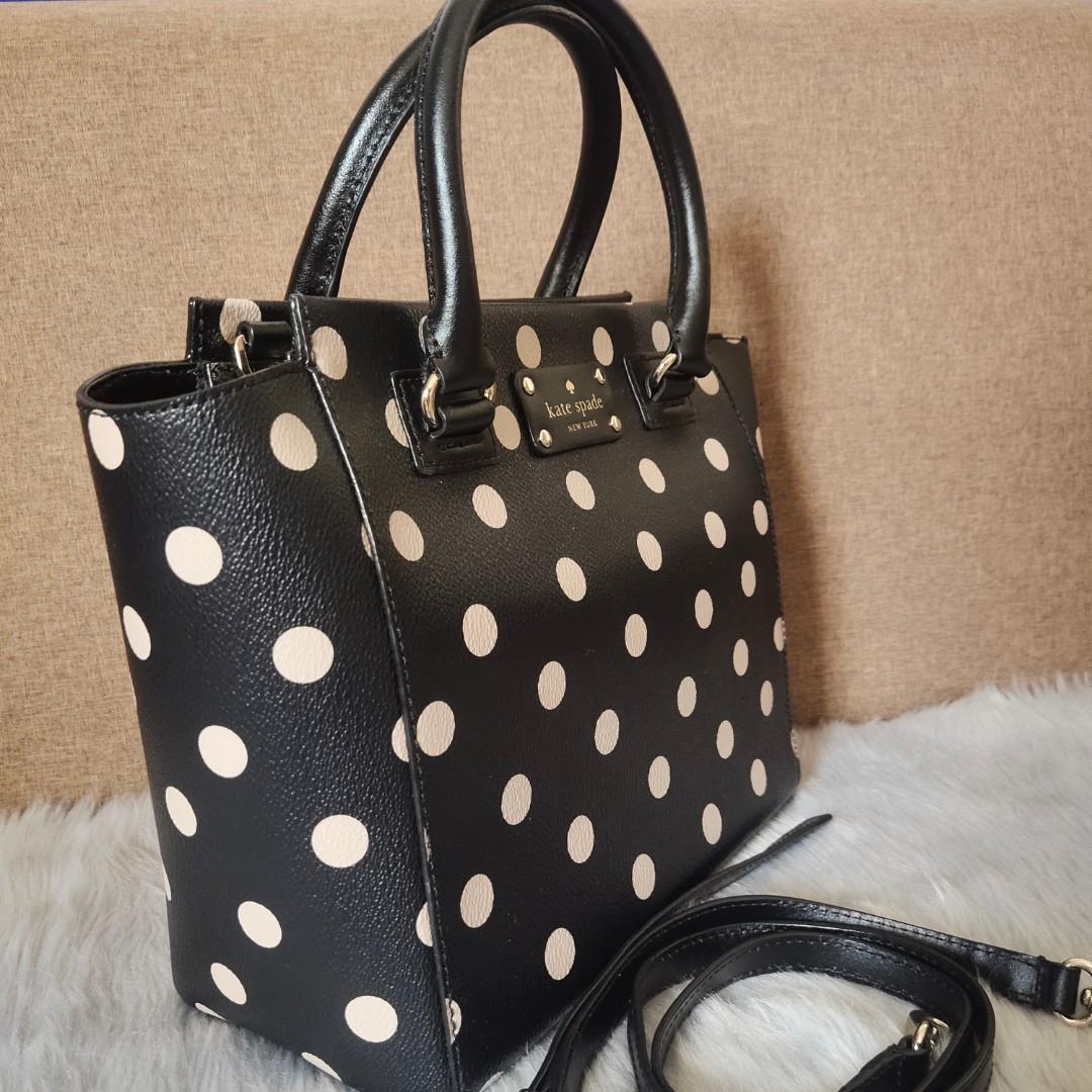 Kate Spade two-way bag in polka (Category: Luxury Bags & Wallets) located in Santa Cruz. Submitted by phkashoppe (Listing ID 1178339290, Image 2). Description: authentic Kate Spade two-way bag polka design brand new with detachable/adjustable sling gold hardware zipper on top/main compartment medium size.