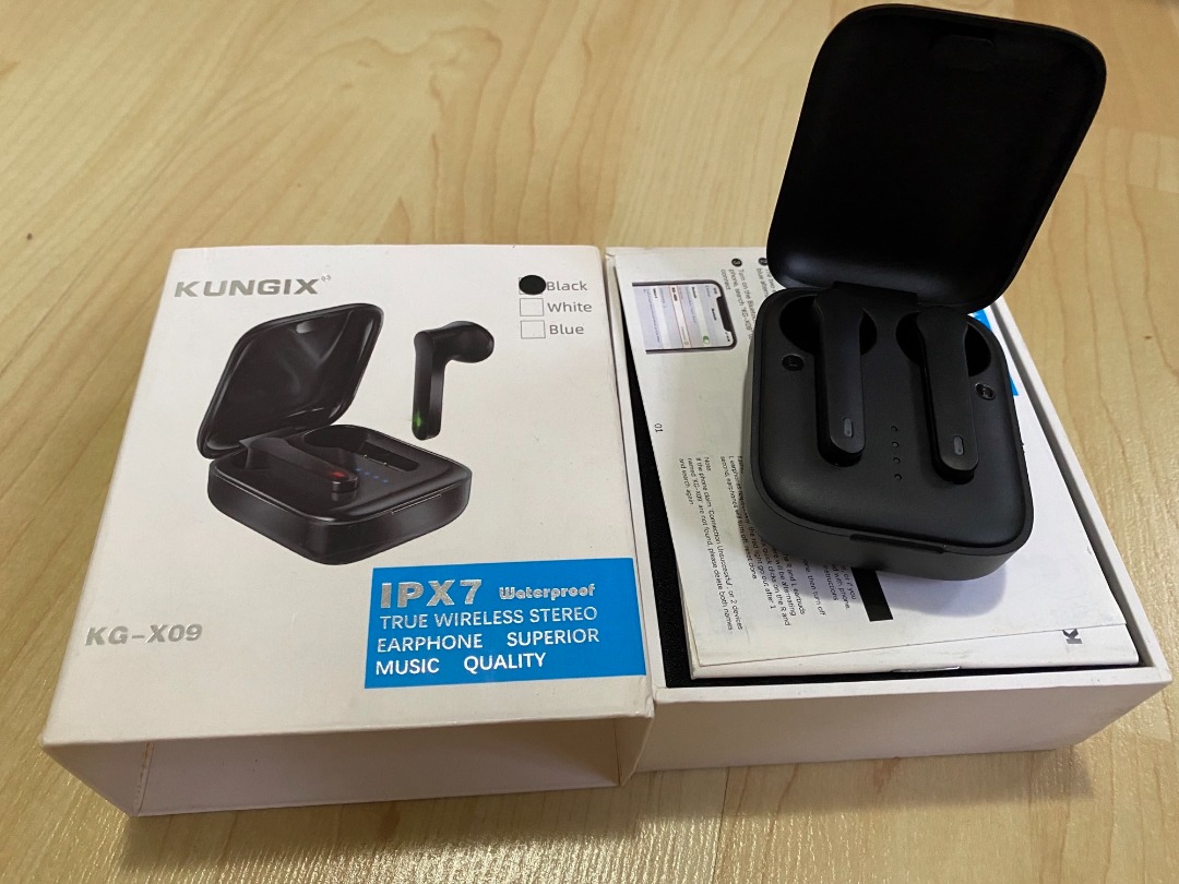 KUNGIX Bluetooth 5.0 Headphones with Portable Charging Case 4H Playtime TWS in Ear Earbuds IPX7 Waterproof Earphones Deep Bass Stereo Sound Headset