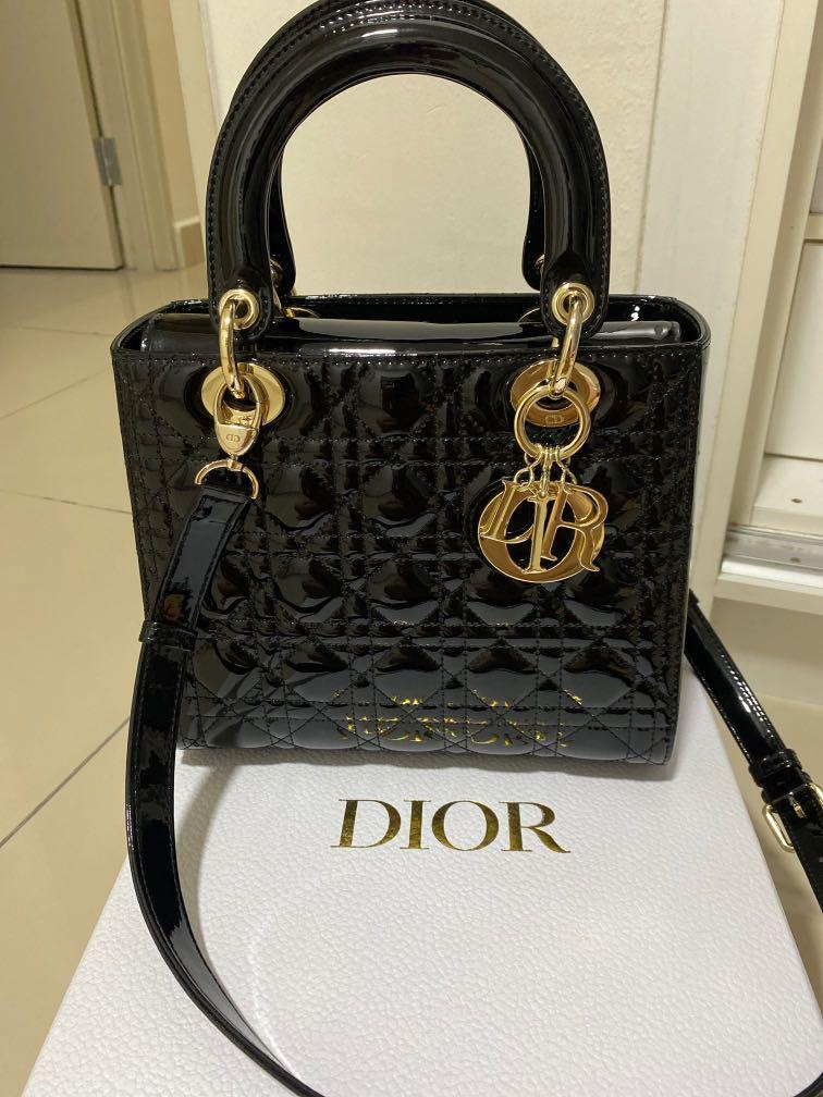 Preloved Bundle Japan Lady Dior Medium Patent Black