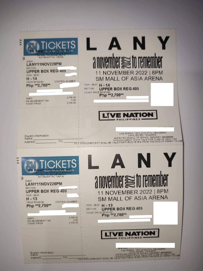 LANY CONCERT 2022 UPPERBOX, Tickets & Vouchers, Event Tickets on Carousell