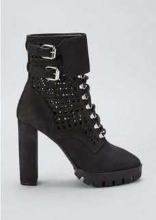 Leather Lace-Up Platform Booties