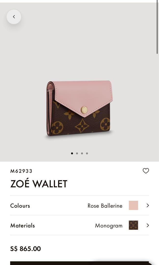 Louis Vuitton Portefeuille Zoe Rose Ballerine M62933 Monogram