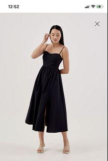 Love Bonito Black Maryn Padded Bustier Flare XS  Maxi Dress 長裙 黑色 開叉 顯瘦