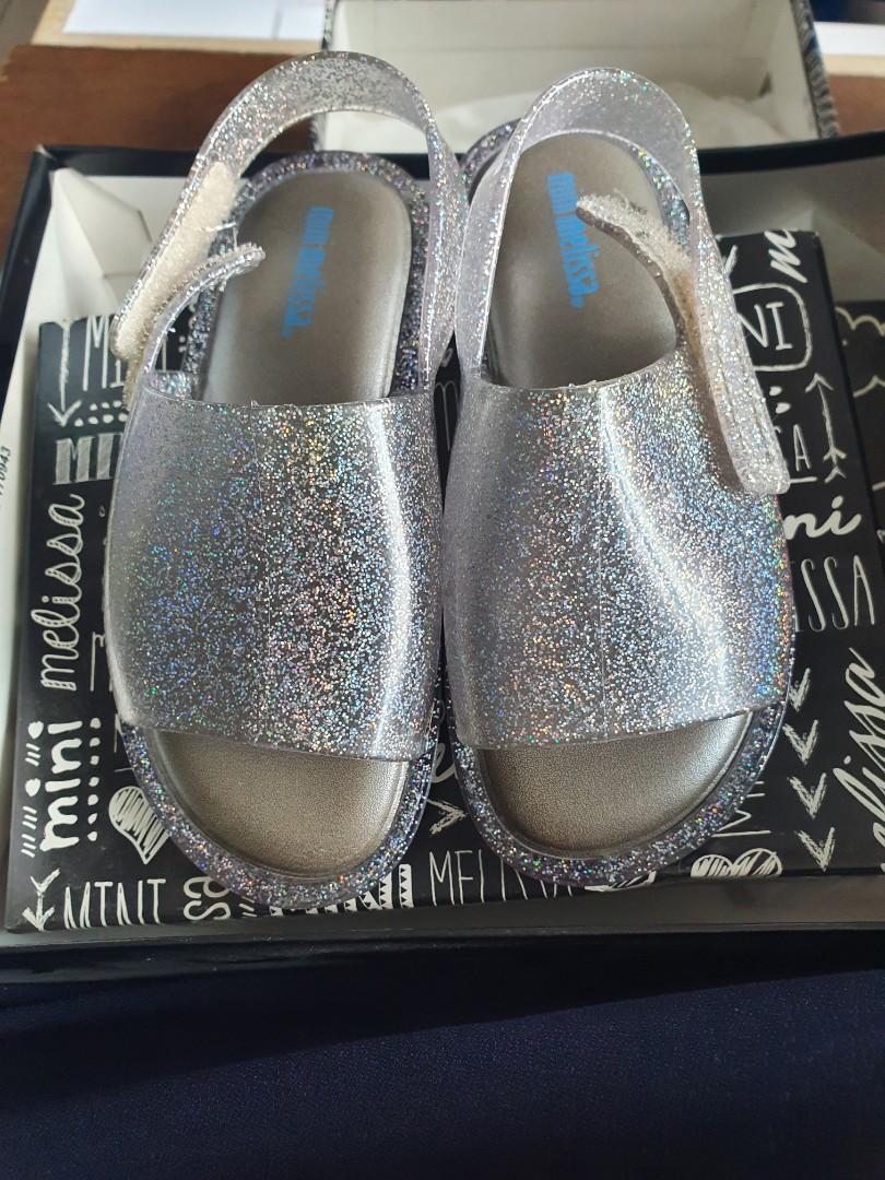 Mini melissa glitter sandals discount