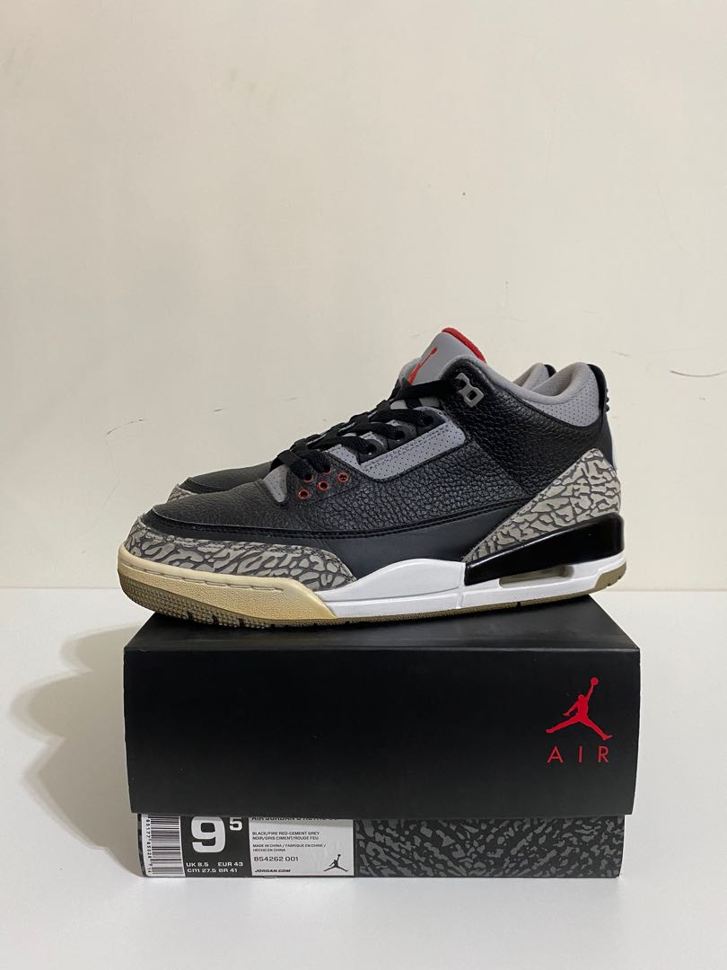 Fin-1.】Nike Air Jordan 3 Retro Black Cement, 他的時尚, 鞋, 運動鞋