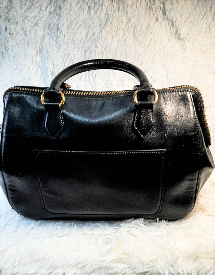 PB002 J.ESTINA 2 way stand alone bag black and gold, Women's Fashion