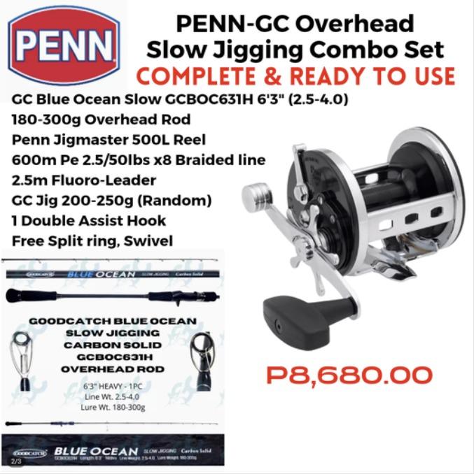 PENNGC Overhead Slow Jigging Combo Set Penn Jigmaster 500L GC Blue