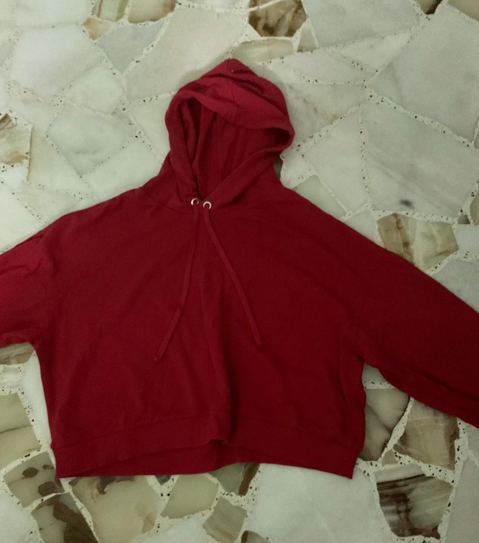 Red crop top hoodies sale